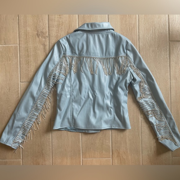 NWT COWGIRL RHINESTONE RICHES FAUX LEATHER JACKET - Picture 11 of 11